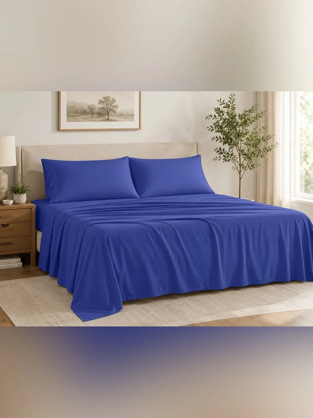 Sweet Home King 4-Piece Sheet Set in Royal Blue NIP